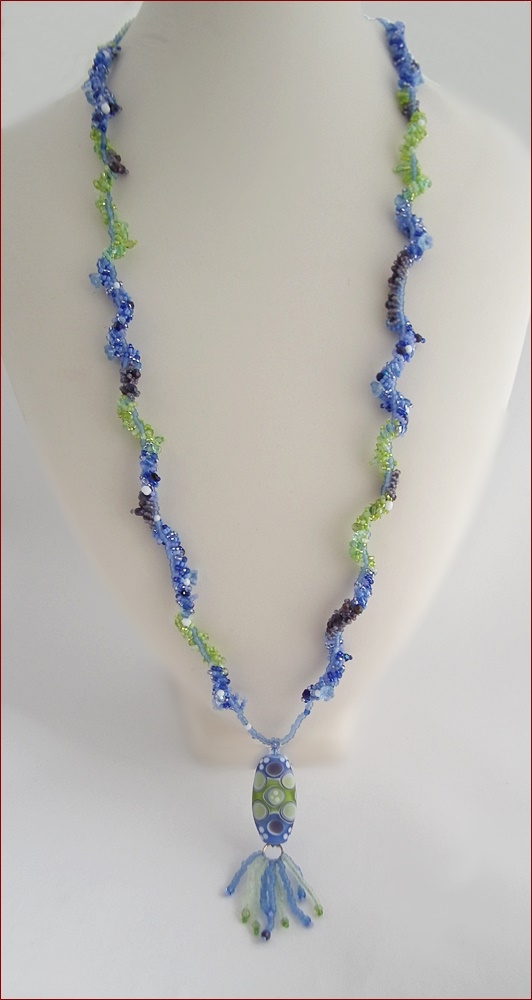 Seaside Sparkle Long Beadwork Necklace (BW130)