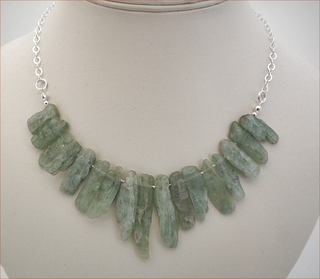 Green Kyanite Sticks with Sterling Silver Chain (WB007)