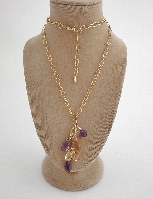 Mixed Gemstones Cluster Necklace (SM103)