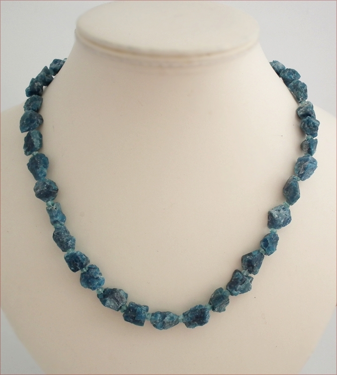 Raw Electric Blue Apatite Necklace (WB17)