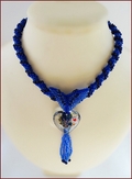 'Blue Heart' Beadwork & Lampwork Pendant Necklace (BW138)