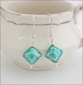 Teal Czech Lampwork Earrings (SM015)