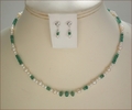 Emerald and Pearl Necklace, Bracelet and Earrings Set (CG50)