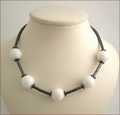 Hematite and White Jade Necklace (SM62)