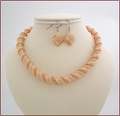 Peaches & Cream (with Waffles) Necklace and Earring Set (BW43)