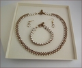 Pearl and Bronze Necklace Bracelet & Earrings Set (BW61)