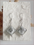 Silver Czech Lampwork Diamond Earrings (SSE18)