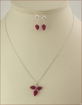 Ruby Leaf Necklace and Earrings Set  (SM74)