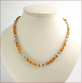 Amber and Amazonite Necklace & Earrings (D57)
