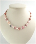 Pink Opal & Pearl Knotted Necklace & Earrings CG66