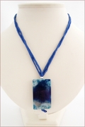 Dark Blue Sakura Agate Pendant on Silk (CGS03)