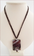 Dark Brown Sakura Agate Pendant on Silk Necklace (CGS07)