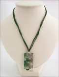 Olive Green Sakura Agate Pendant on Silk (CG08)