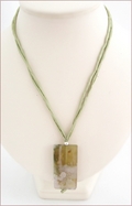 Light Green Sakura Agate Pendant on Silk (CG09)