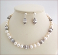 Baroque Pearls with Sterling Silver Knotted Necklace and Earrings Set (SM136)