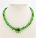 Lime Flower Beadwork Necklace (BB120)