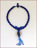 'Blue Heart' Beadwork & Lampwork Pendant Necklace (BW138)