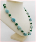 Amazonite with Green Aventurine Knotted Necklace (LS116)