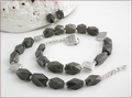 Vesuvianite and Karen Hill Tribe Silver Necklace and Earrings (SM22)