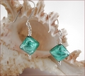 Teal Czech Lampwork Earrings (SM015)