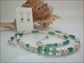 Emerald and Pearl Necklace, Bracelet and Earrings Set (CG50)