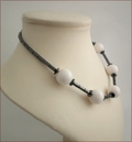 Hematite and White Jade Necklace (SM62)