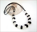 Raw Rock Crystal and Onyx Necklace on Silk (WB27)