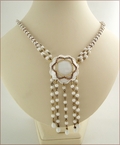Charlotte White and Gold Dangles Necklace (BLBN35)
