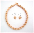 Peaches & Cream (with Waffles) Necklace and Earring Set (BW43)