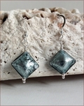 Steel Blue Czech Designer Lampwork Earrings (DDE19)