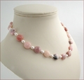 Pink Opal & Pearl Knotted Necklace & Earrings CG66