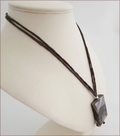 Dark Brown Sakura Agate Pendant on Silk Necklace (CGS07)