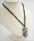Olive Green Sakura Agate Pendant on Silk (CG08)