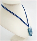 Blue with White Sakura Agate Pendant on Silk (CGS11)