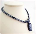 Sodalite Pendant Beadwork Necklace (BW109)