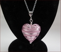 Murano Pink Swirl Heart Pendant and Earrings Set (SM115)