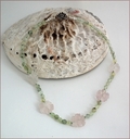 Rose Quartz Flowers with Prehnite Necklace (CG57)