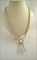 Charlotte White and Gold Dangles Necklace (BLBN35)