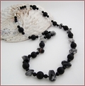 Tourmalinated Quartz & Black Onyx Necklace (SS102)