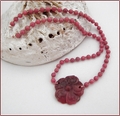 Dusky Pink Rhodonite Flower Pendant Necklace (CG64)