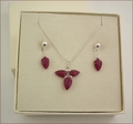 Ruby Leaf Necklace and Earrings Set  (SM74)