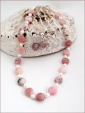 Pink Opal & Pearl Knotted Necklace & Earrings CG66