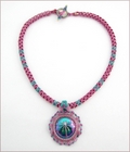 Dionysos Nymph Magenta/Teal Dragonfly Necklace (BWD06)