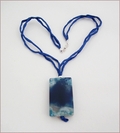 Dark Blue Sakura Agate Pendant on Silk (CGS03)