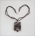 Dark Brown Sakura Agate Pendant on Silk Necklace (CGS07)