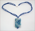 Blue with White Sakura Agate Pendant on Silk (CGS11)