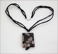 Black Sakura Agate Pendant on Silk Necklace (CGS12)