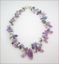 Three-strand Amethyst, Amazonite & Pearl Necklace (CG72)