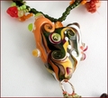 My Crazy Heart Lampwork and Mixed Media Necklace (BW129)