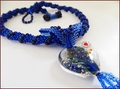 'Blue Heart' Beadwork & Lampwork Pendant Necklace (BW138)